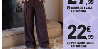 Pantalon large en suédine