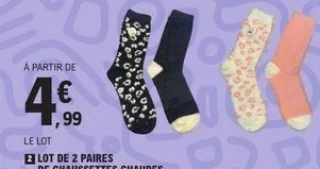 Lot de 2 paires de chaussettes chaudes