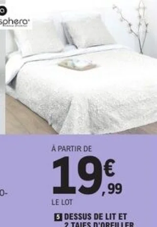 Dessus de lit et 2 taies d'oreiller Atmosphera