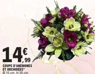 Coupe d'anémones et orchidées artificielles