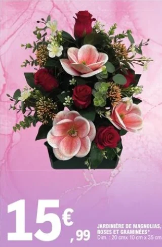 Jardinière de magnolias, roses et graminées