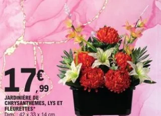 Jardinière de chrysanthèmes, lys et fleurettes