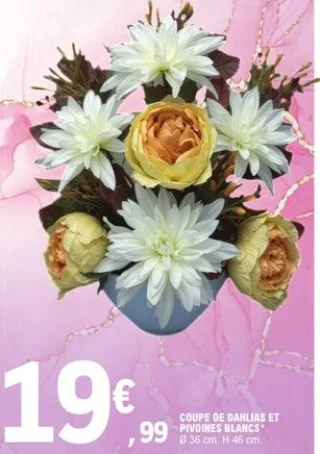 Coupe de dahlias et pivoines blancs artificielles