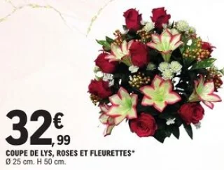 Coupe de lys, roses et fleurettes
