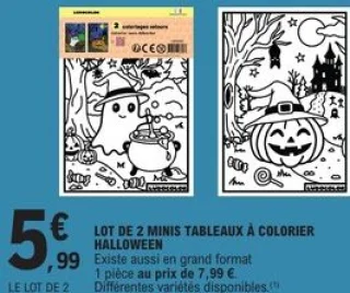 Lot de 2 minis tableaux à colorier Halloween