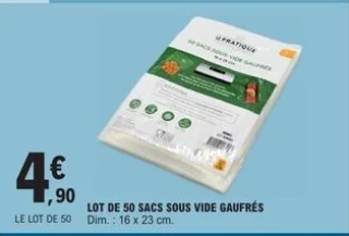 Lot de 50 sacs sous vide gaufrés Pratique 16 x 23 cm
