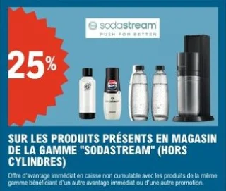 Produits présents en magasin de la gamme Sodastream (hors cylindres)