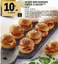 10 DUO MINI BURGERS CHEESE & BACON