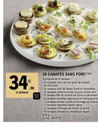 58 Canapés sans porc