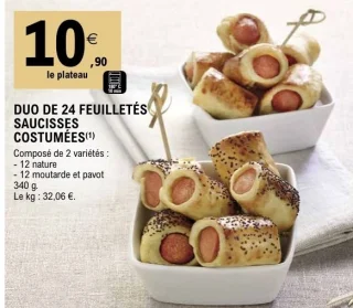 Duo de 24 feuilletés saucisses costumées