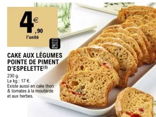 Cake aux légumes pointe de piment d'Espelette
