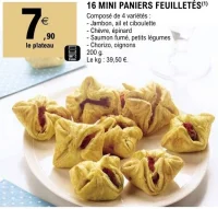 16 Mini paniers feuilletés