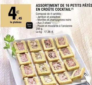 Assortiment de 16 petits pâtés en croûte cocktail