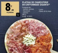 Plateau de charcuterie en chiffonnade Giganta