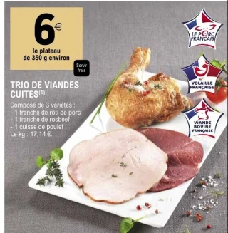 Trio de viandes cuites