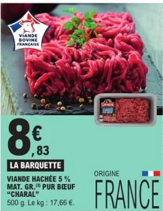 Viande hachée 5% mat. gr. pur bœuf Charal