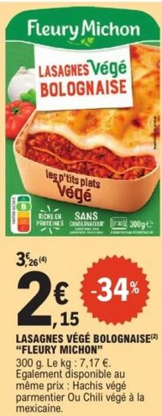 Lasagnes végé bolognaise Fleury Michon