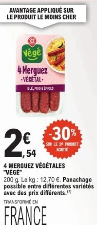 4 Merguez végétales Végé Marque Repère