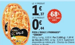 PIZZA L'OVALE 3 FROMAGES “SODEBO”