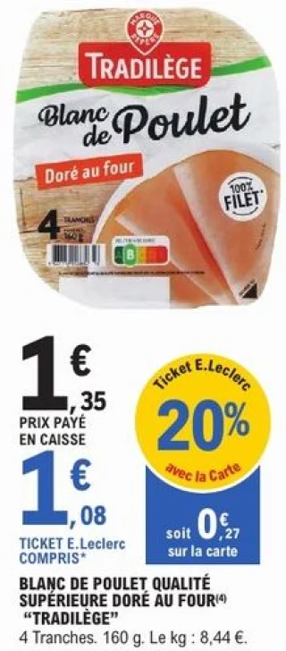 Blanc de poulet qualité supérieure doré au four Tradilège