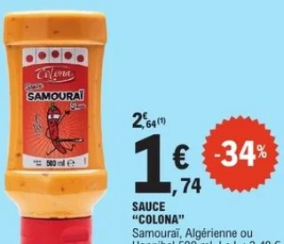 Sauce "COLONA" Samouraï, Algérienne ou Hannibal