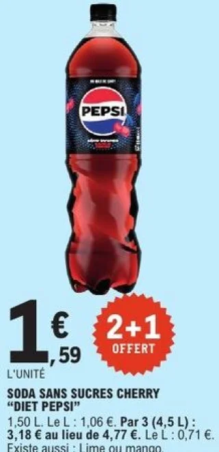 Soda sans sucres cherry "Diet Pepsi" Pepsi