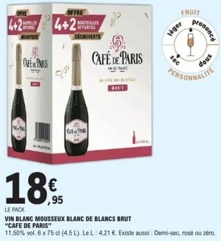 Vin blanc mousseux blanc de blancs brut "Café de Paris"