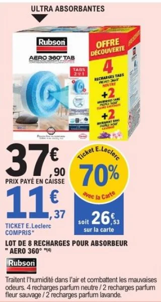 Lot de 8 recharges pour absorbeur "AERO 360°" Rubson