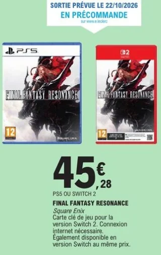 Jeu vidéo Final Fantasy Resonance Square Enix (PS5 ou Switch 2)
