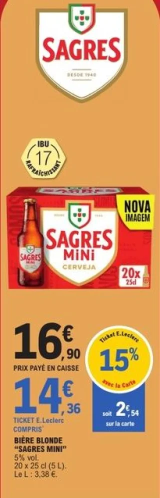 Bière blonde Sagres Mini