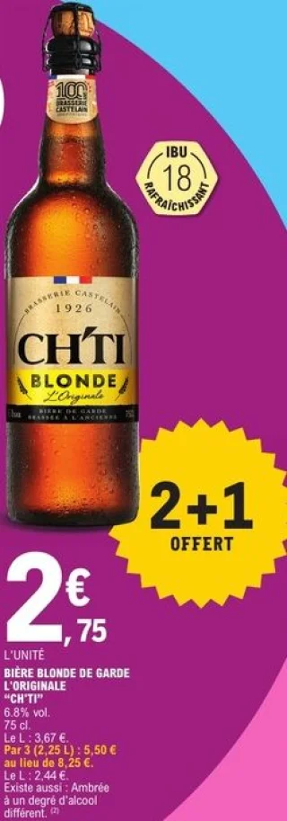 Bière blonde de garde L'Originale CH'TI