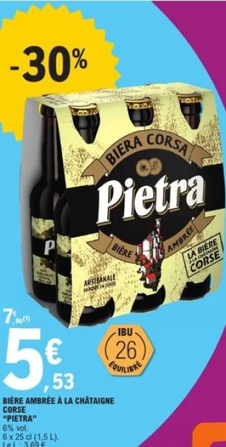 Bière ambrée à la châtaigne Corse "Pietra"