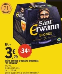 Bière blonde d'Abbaye originale "St Erwann"