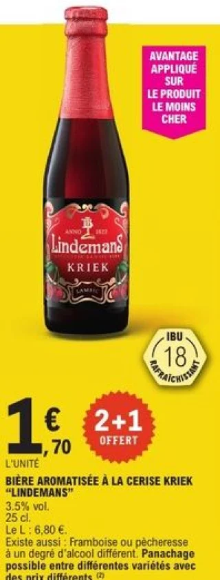 Bière aromatisée à la cerise Kriek Lindemans