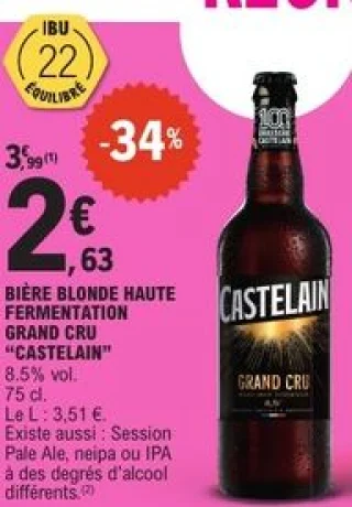 Bière blonde haute fermentation grand cru Castelain