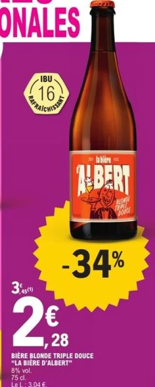 Bière blonde triple douce La Bière d'Albert