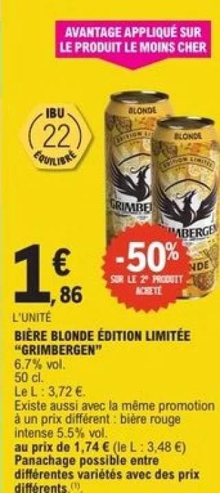 Bière blonde édition limitée Grimbergen