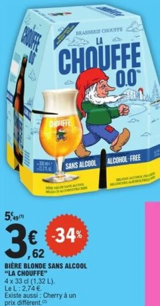 Bière blonde sans alcool La Chouffe