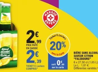 Bière sans alcool saveur citron Falsbourg