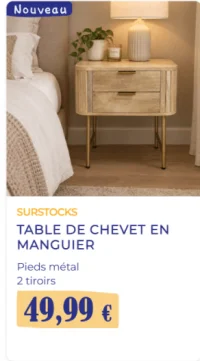 Table de chevet en manguier