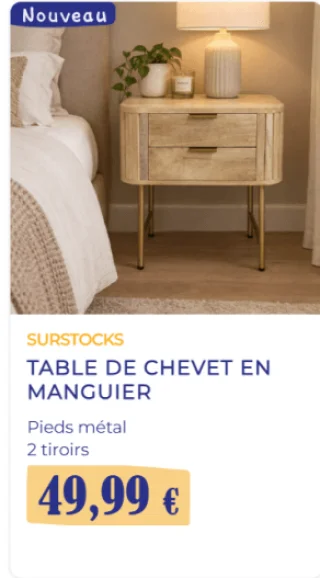 Table de chevet en manguier