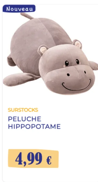 Peluche hippopotame Surstocks