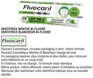 Dentifrice menthe ou blancheur bi-fluoré Fluocaril