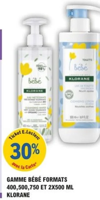 GAMME BÉBÉ FORMATS 400,500,750 ET 2X500 ML KLORANE