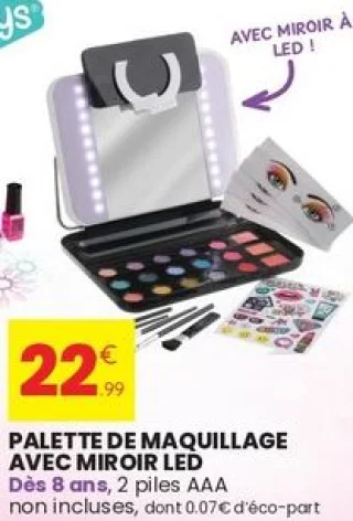 Palette de maquillage avec miroir LED