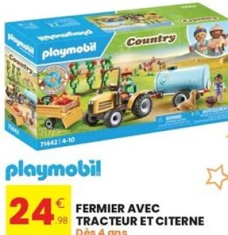 playmobil Country Fermier avec tracteur et citerne