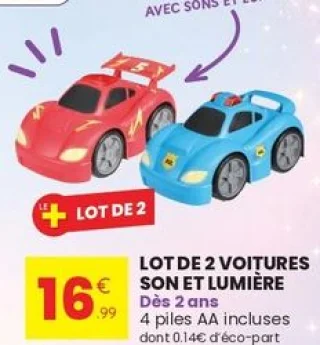 Lot de 2 voitures son et lumière Smali