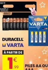 Piles AA ou AAA Duracell / Varta