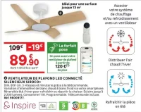 Ventilateur de plafond LED connecté silencieux Siroco+ Inspire