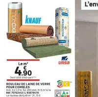 Rouleau de laine de verre pour combles URSA